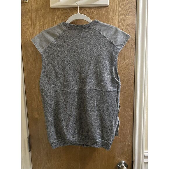 Vintage Brittania Gray Cotton Hunting Vest Suede Shoulders Button Pockets Size L - Picture 8 of 14